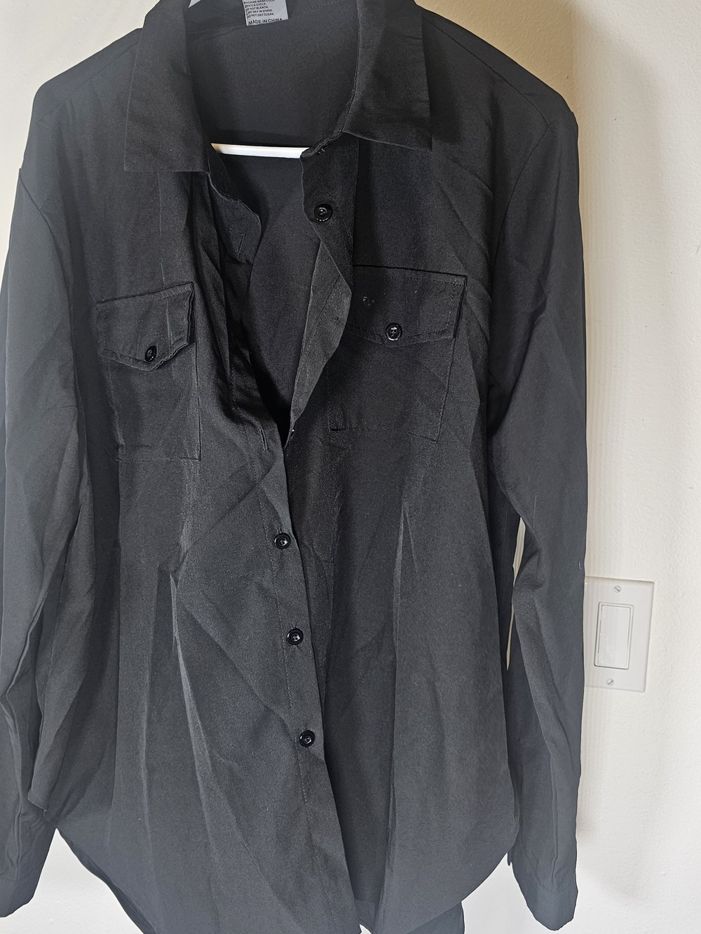 Men's Black Button-Up Shirt Jacket